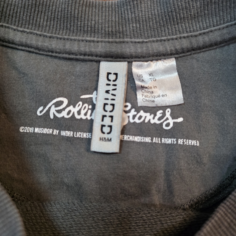 Divided Y2K Gray Rolling Stones Iconic Lips Tongue Vinyl Graphic Sweatshirt XL - Picture 2 of 7